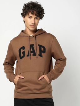 GAP - Brown Men's Hooded Neck Logo Hoodie