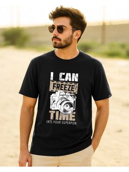 Bewakoof - Men'S Jet Black Freeze Time Graphic Printed T-Shirt