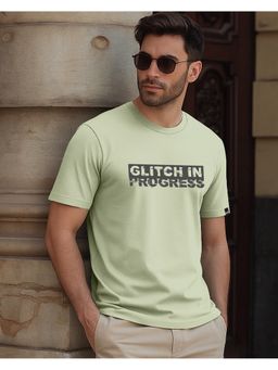 Bewakoof - Men'S Fog Green Glitch Typography T-Shirt