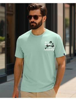 Bewakoof - Men's Iceberg Green Am I Awake Typography T-Shirt