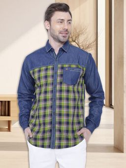 KUONS AVENUE - Men's Blue Casual Denim Shirt