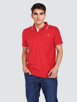 Lee - Men's Solid Red Regular Fit Polo T-shirt