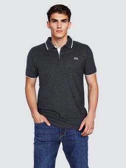 Lee - Men's Solid Grey Regular Fit Polo T-shirt