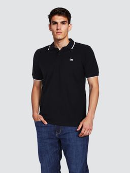 Lee - Men's Solid Black Regular Fit Polo T-shirt