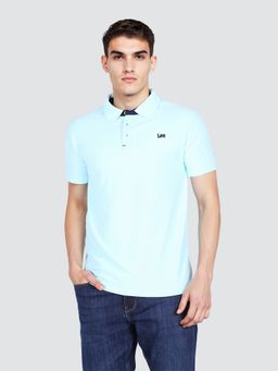 Lee - Men's Solid Blue Regular Fit Polo T-shirt