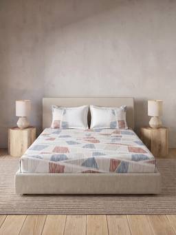 Ddecor Live Beautiful - 100% Cotton Geometric 145TC King Fitted Sheet Set - Blue