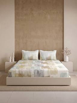 Ddecor Live Beautiful - 100% Cotton Abstract 144TC King Fitted Sheet Set - Blue