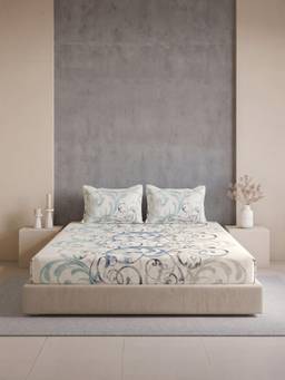 Ddecor Live Beautiful - 100% Cotton Ethnic 144TC King Bedsheet With 2 Pillow Covers - Blue