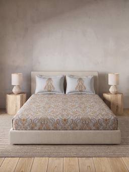 Ddecor Live Beautiful - 100% Cotton Ethnic 145TC King Bedsheet With 2 Pillow Covers - Brown
