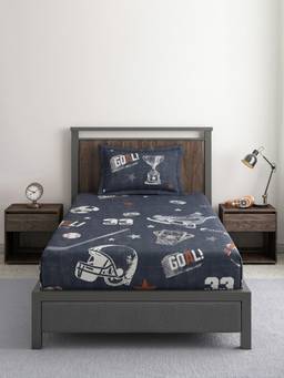 Ddecor Live Beautiful - 100% Cotton Graphic 145TC Single Bedsheet With Pillow Cover - Blue