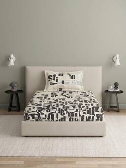 Ddecor Live Beautiful - 100% Cotton Graphic 145TC Single Bedsheet With Pillow Cover - Beige