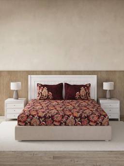 Ddecor Live Beautiful - 100% Cotton Ethnic 145TC Super King Bedsheet With 2 Pillow Covers - Red