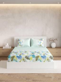 Ddecor Live Beautiful - 100% Cotton 180TC Super King Bedsheet With 2 Pillow Covers - Turquoise
