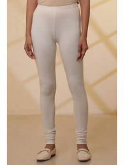 Aurelia - Off White Solid Skinny Leggings