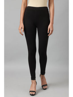 W - Black Ankle Length Solid Leggings