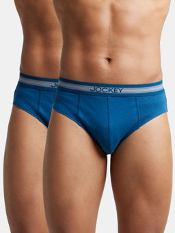 Jockey - 1010 Men Cotton Solid Brief with Stay Fresh Properties - Blue (Pack of 2)