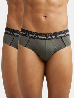 Jockey - US14 Men Super Combed Cotton Solid Brief - Deep Olive (Pack of 2)