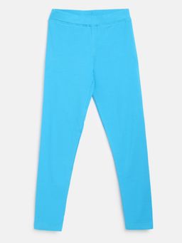 Tales & Stories - Girls Sky Blue Cotton Slim Fit Solid Legging