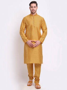 Kraft India - Men Silk Gold Kurta & Churidar (Set of 2)