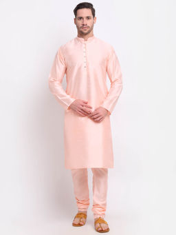 Kraft India - Men Silk Peach Kurta & Churidar (Set of 2)