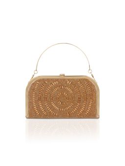 NFI Essentials - Womens Evening Handbags Twist Lock for Bridal Wedding or Party Clutch Gold