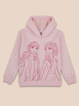 Kidsville - Girls Frozen Printed Pink Hoodie
