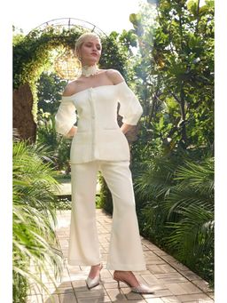 Kay Kay BY KKHUSHI SAHAII - Ava Off White Plain Blazer with Pant