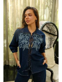 Kay Kay BY KKHUSHI SAHAII - Lowis Blue Denim Thread Work Top with Pant