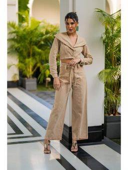Kay Kay BY KKHUSHI SAHAII - Shilloh Beige Crop Top with Pant