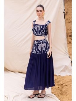 ZABELLA - Selena Blue Printed Top and Skirt