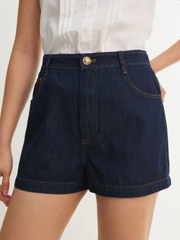 Pomelo - High Waist Tailored Mini Shorts - Indigo