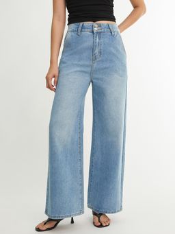 Pomelo - High Waist Straight Leg Jeans - Blue