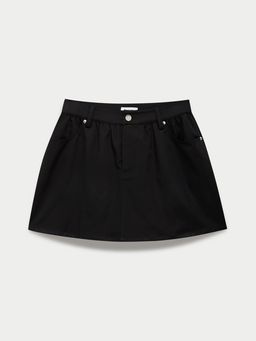 Pomelo - High Waist Mini Skirt with Front Pockets - Black