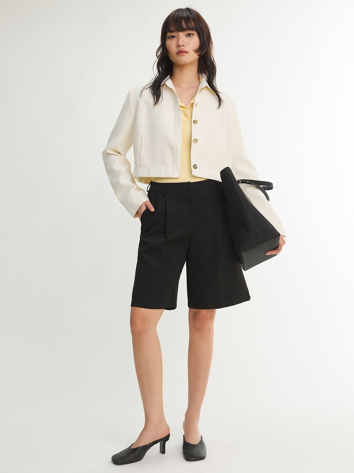 pomelo Cropped Tweed Jacket - Ivory-picture-39