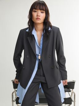 Pomelo - Tailored Double Breasted Blazer - Grey