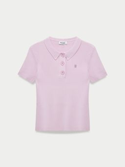 Pomelo - Ribbed Sweetheart Neck Knitted Top - Light Pink