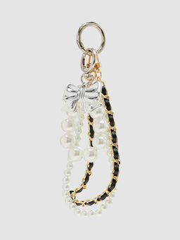 Pomelo - Bow Charm Chain Keyring - Pearl