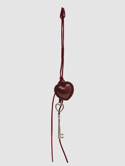 Pomelo - Heart Charm Leather Key Keyring - Red