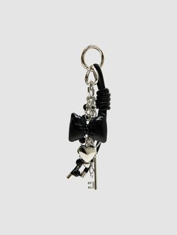 Pomelo - Bow Charm Leather Keyring - Black