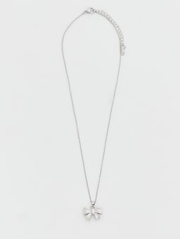 Pomelo - Bow Charm Pendant Necklace - Silver