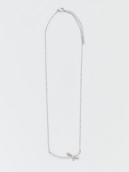 Pomelo - Curved Bow Pendant Necklace - Silver