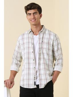 Allen Solly - Men Off White Custom Fit Check Full Sleeves Casual Shirt