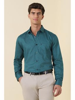 Allen Solly - Men Teal Print Full Sleeves Formal Shirt