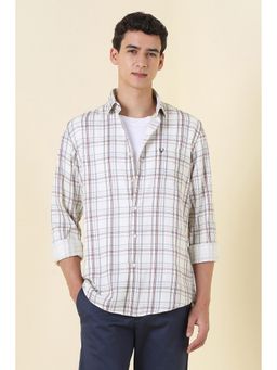 Allen Solly - Men White Slim Fit Check Full Sleeves Casual Shirt