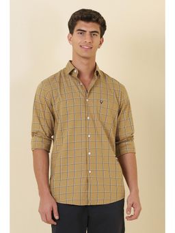 Allen Solly - Men Khaki Classic Fit Check Full Sleeves Casual Shirt
