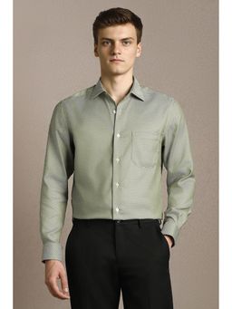 Louis Philippe - Men Green Textured Full Sleeves Formal Shirt