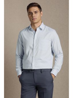 Louis Philippe - Men Light Blue Check Full Sleeves Formal Shirt