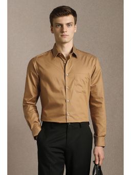 Louis Philippe - Men Brown Solid Full Sleeves Formal Shirt