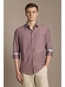 Louis Philippe - Men Pink Textured Full Sleeves Casual Shirt