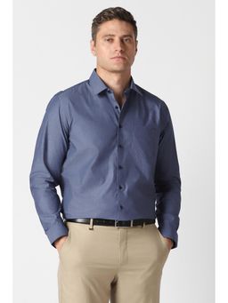 Van Heusen - Men Blue Textured Full Sleeves Formal Shirt